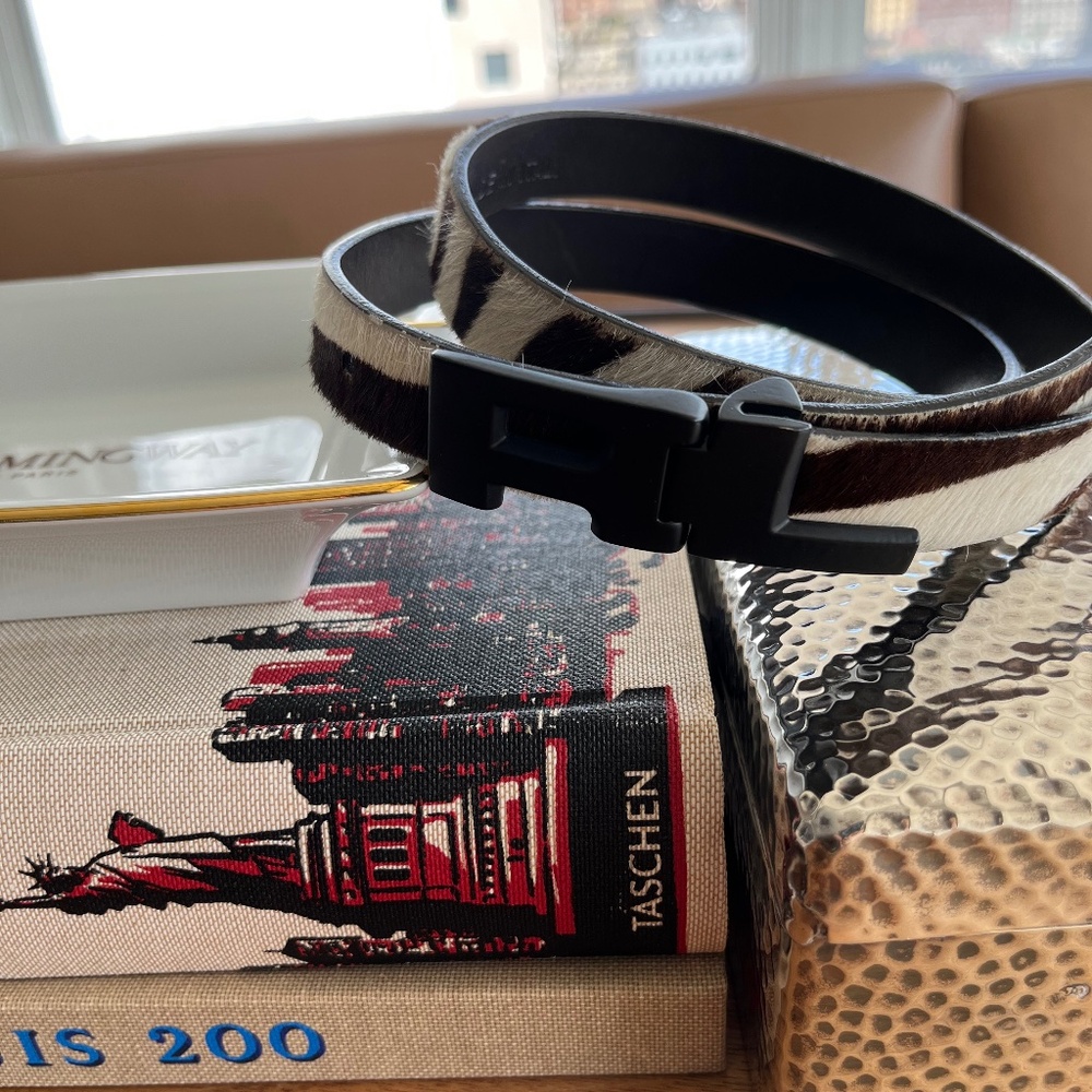 Ralph Lauren Brown and White pony/calf hair belt